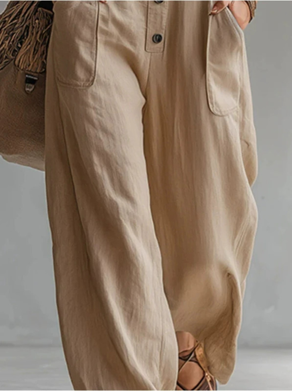 Vintage Style Casual Khaki Multifunctional Sleeveless Jumpsuit